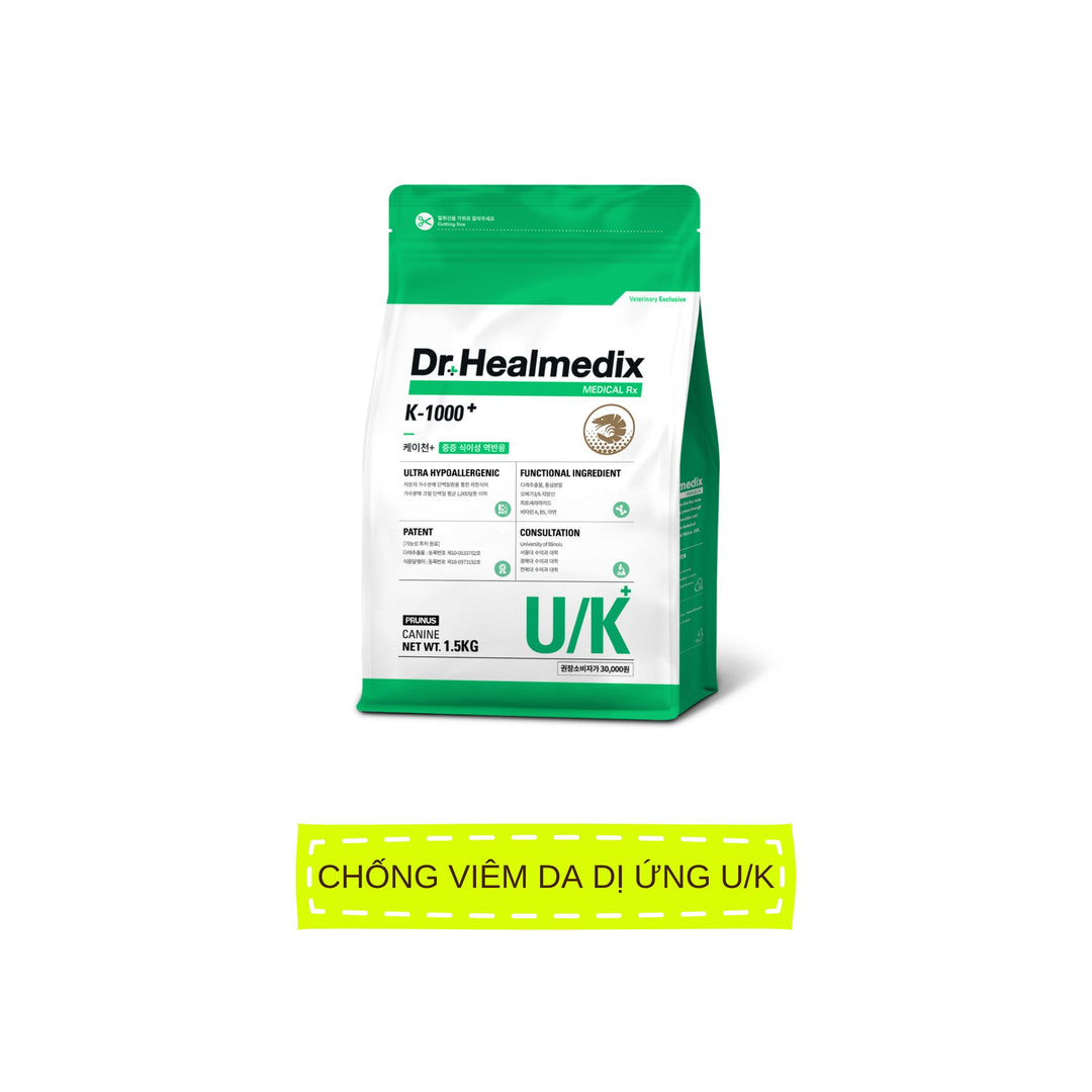 Hạt Cho Chó DR.HEALMEDIX K-1000+ (U/K) - CHỐNG VIÊM DA DỊ ỨNG , Túi 1.5Kg