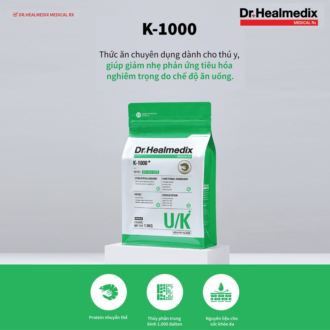 Hạt Cho Chó DR.HEALMEDIX K-1000+ (U/K) - CHỐNG VIÊM DA DỊ ỨNG , Túi 1.5Kg