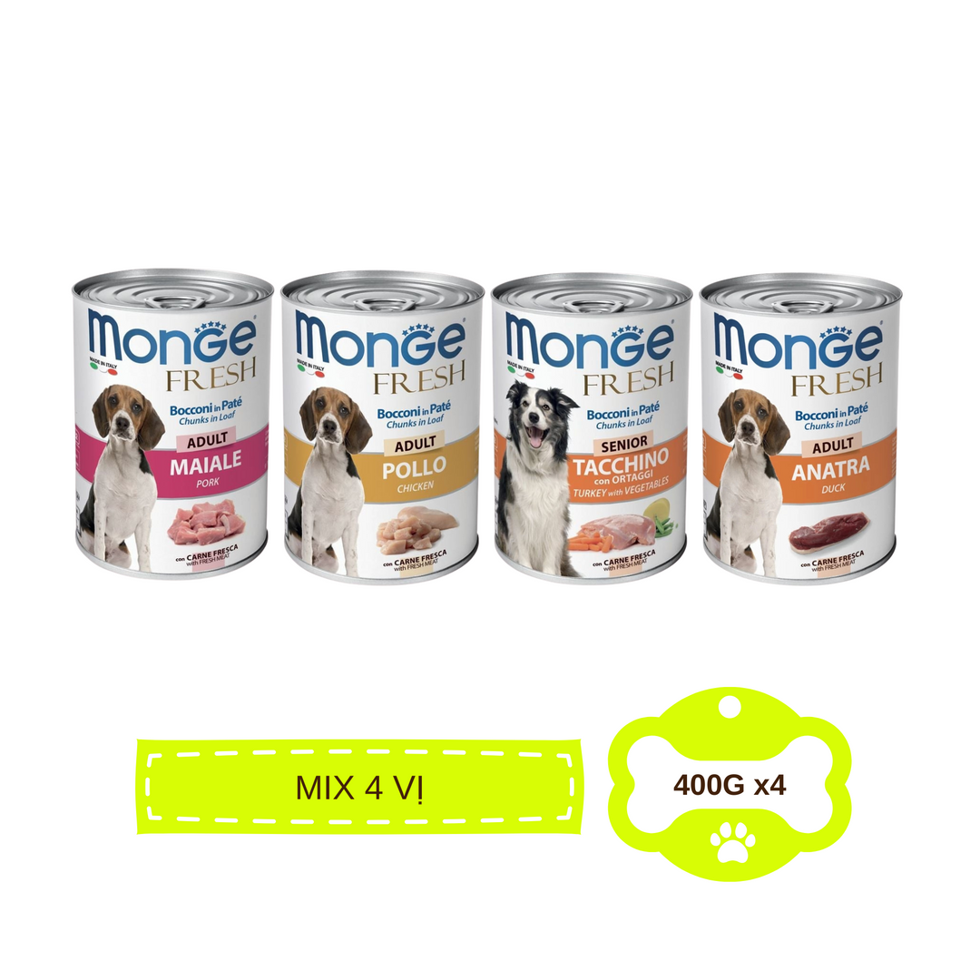 Pate Monge Cho Chó Trưởng Thành Nhiều Vị , Lon 400g