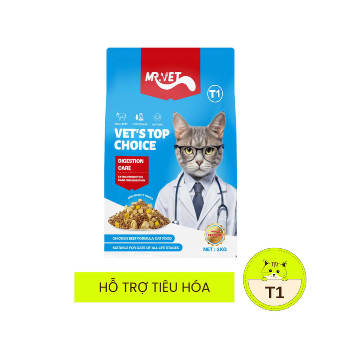 Hạt Mr.Vet Cho Mèo Mọi Lứa Tuổi, Nhiều Loại Theo Nhu Cầu, Túi 1Kg