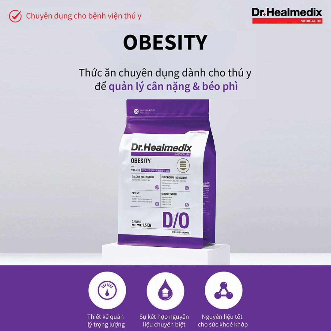 Hạt Cho Chó DR.HEALMEDIX OBESITY (D/O) - HỖ TRỢ CHÓ BÉO PHÌ , Túi 1.5Kg