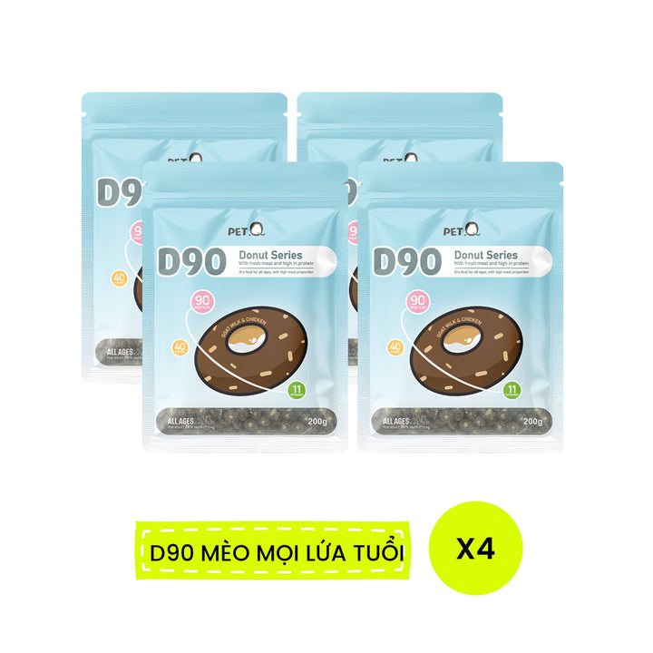 Thức Ăn Hạt Donut D90K D90 PetQ Cho Mèo, 200G