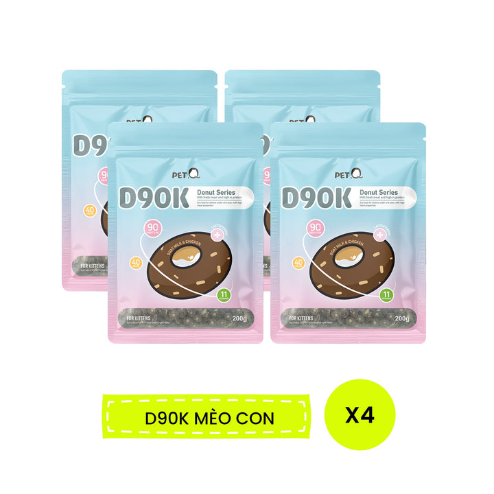 Thức Ăn Hạt Donut D90K D90 PetQ Cho Mèo, 200G