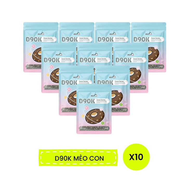 [Combo 5 - 10 gói] Thức Ăn Hạt Donut D90K D90 PetQ Cho Mèo, 200G