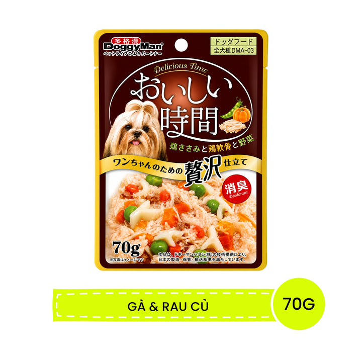 Pate DoggyMan Thịt Gà Đóng Gói Cho Chó, Bổ Sung Thịt/Cá/Rau Củ, 70g
