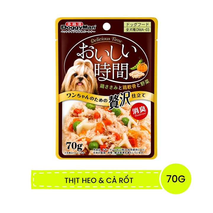 Pate DoggyMan Thịt Gà Đóng Gói Cho Chó, Bổ Sung Thịt/Cá/Rau Củ, 70g