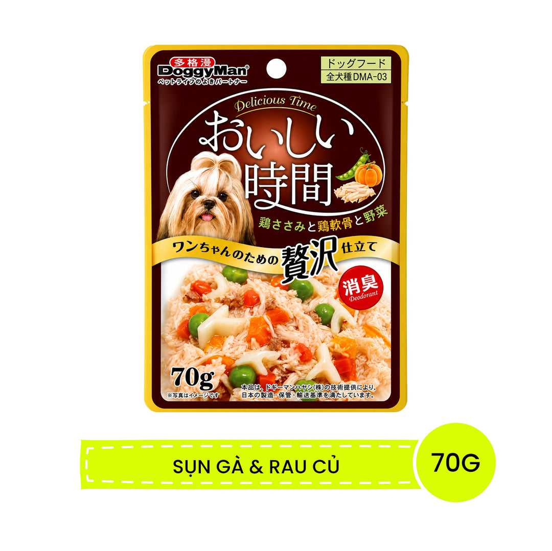 Pate DoggyMan Thịt Gà Đóng Gói Cho Chó, Bổ Sung Thịt/Cá/Rau Củ, 70g