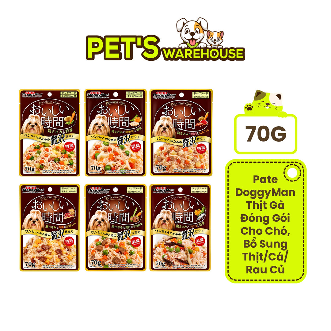 Pate DoggyMan Thịt Gà Đóng Gói Cho Chó, Bổ Sung Thịt/Cá/Rau Củ, 70g