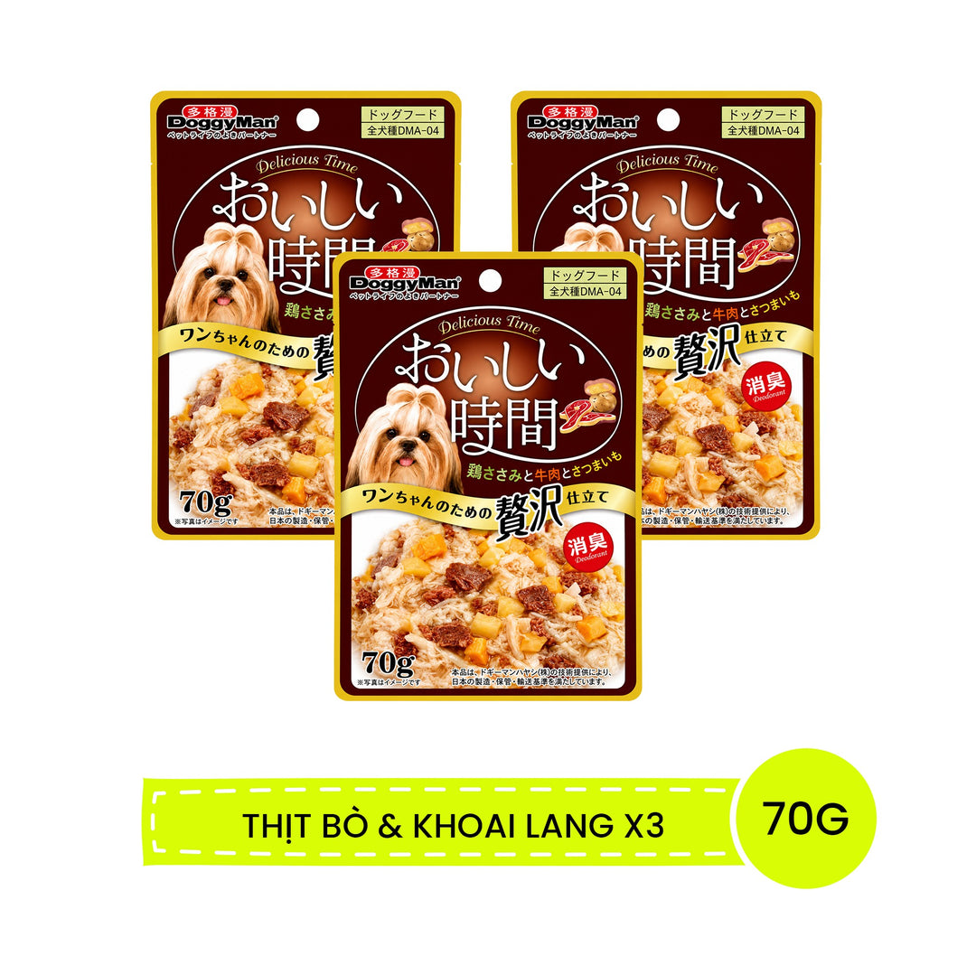 Pate DoggyMan Thịt Gà Đóng Gói Cho Chó, Bổ Sung Thịt/Cá/Rau Củ, 70g