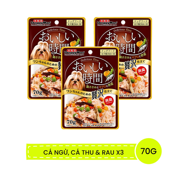 Pate DoggyMan Thịt Gà Đóng Gói Cho Chó, Bổ Sung Thịt/Cá/Rau Củ, 70g