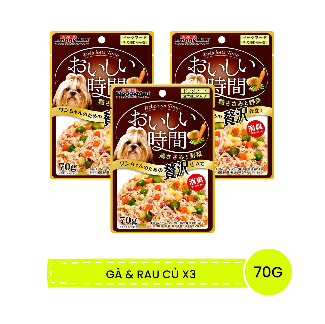 Pate DoggyMan Thịt Gà Đóng Gói Cho Chó, Bổ Sung Thịt/Cá/Rau Củ, 70g