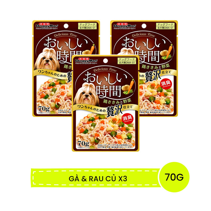 Pate DoggyMan Thịt Gà Đóng Gói Cho Chó, Bổ Sung Thịt/Cá/Rau Củ, 70g