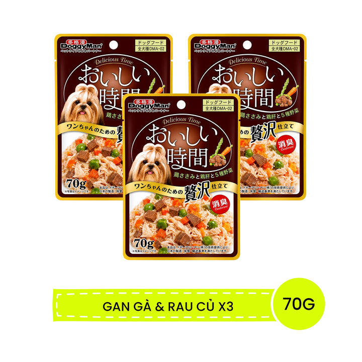 Pate DoggyMan Thịt Gà Đóng Gói Cho Chó, Bổ Sung Thịt/Cá/Rau Củ, 70g