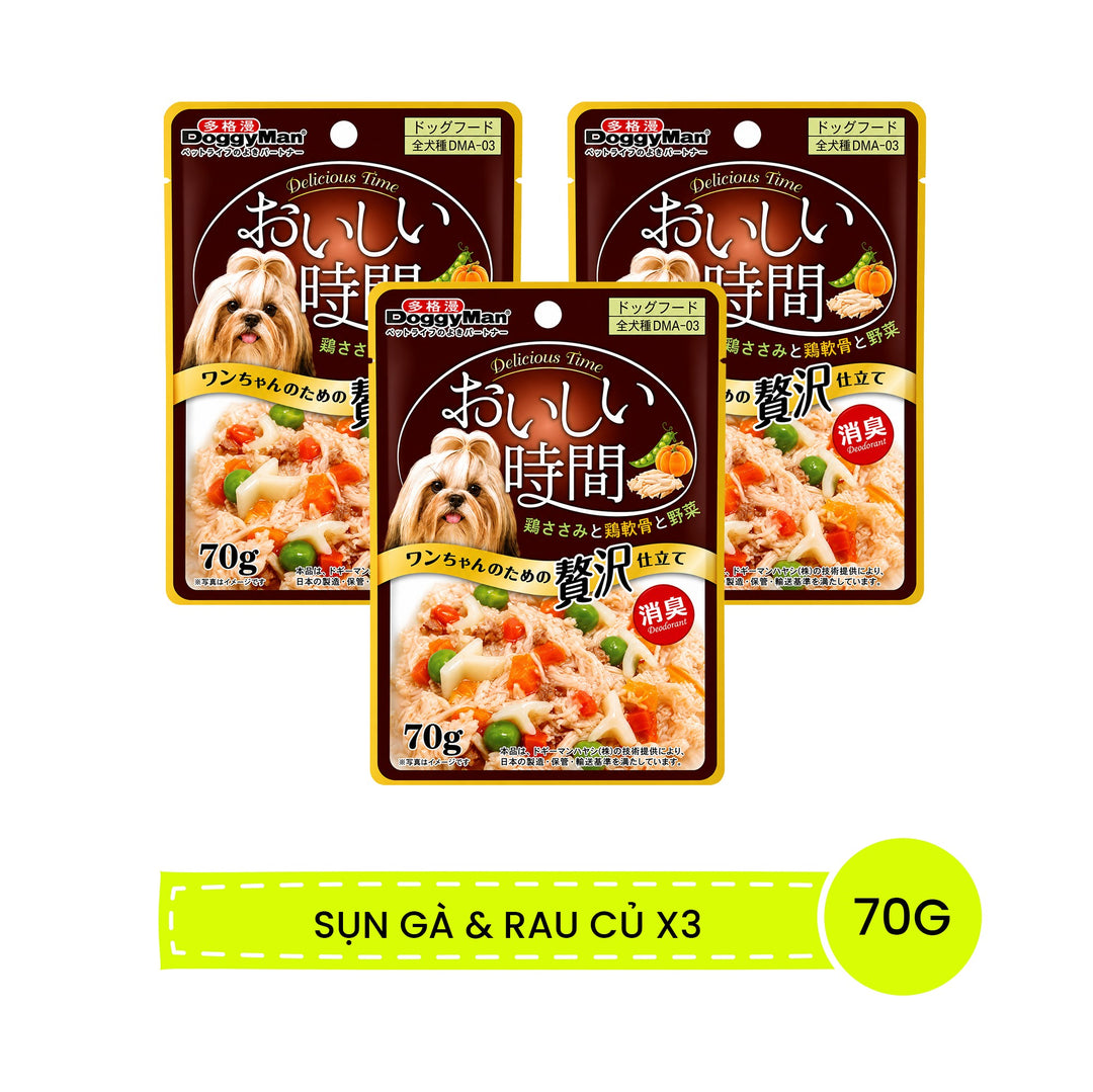 Pate DoggyMan Thịt Gà Đóng Gói Cho Chó, Bổ Sung Thịt/Cá/Rau Củ, 70g