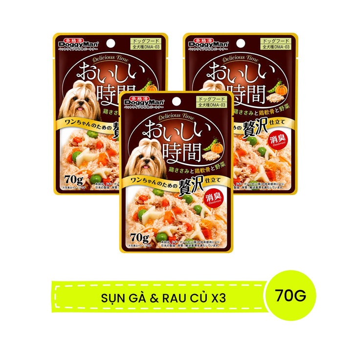 Pate DoggyMan Thịt Gà Đóng Gói Cho Chó, Bổ Sung Thịt/Cá/Rau Củ, 70g