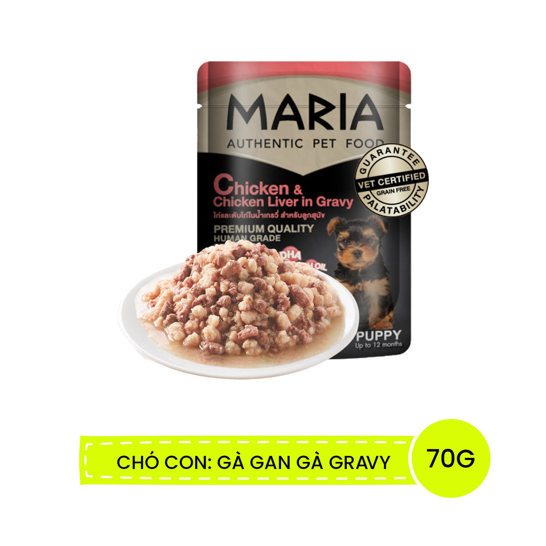 Pate Maria Chó Con, Chó Trưởng Thành Gói 70G, Ăn Ngon Hơn, Bổ Sung Năng Lượng