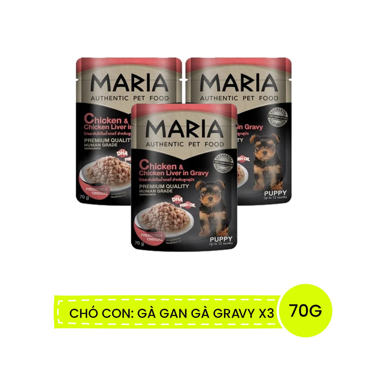 Pate Maria Chó Con, Chó Trưởng Thành Gói 70G, Ăn Ngon Hơn, Bổ Sung Năng Lượng