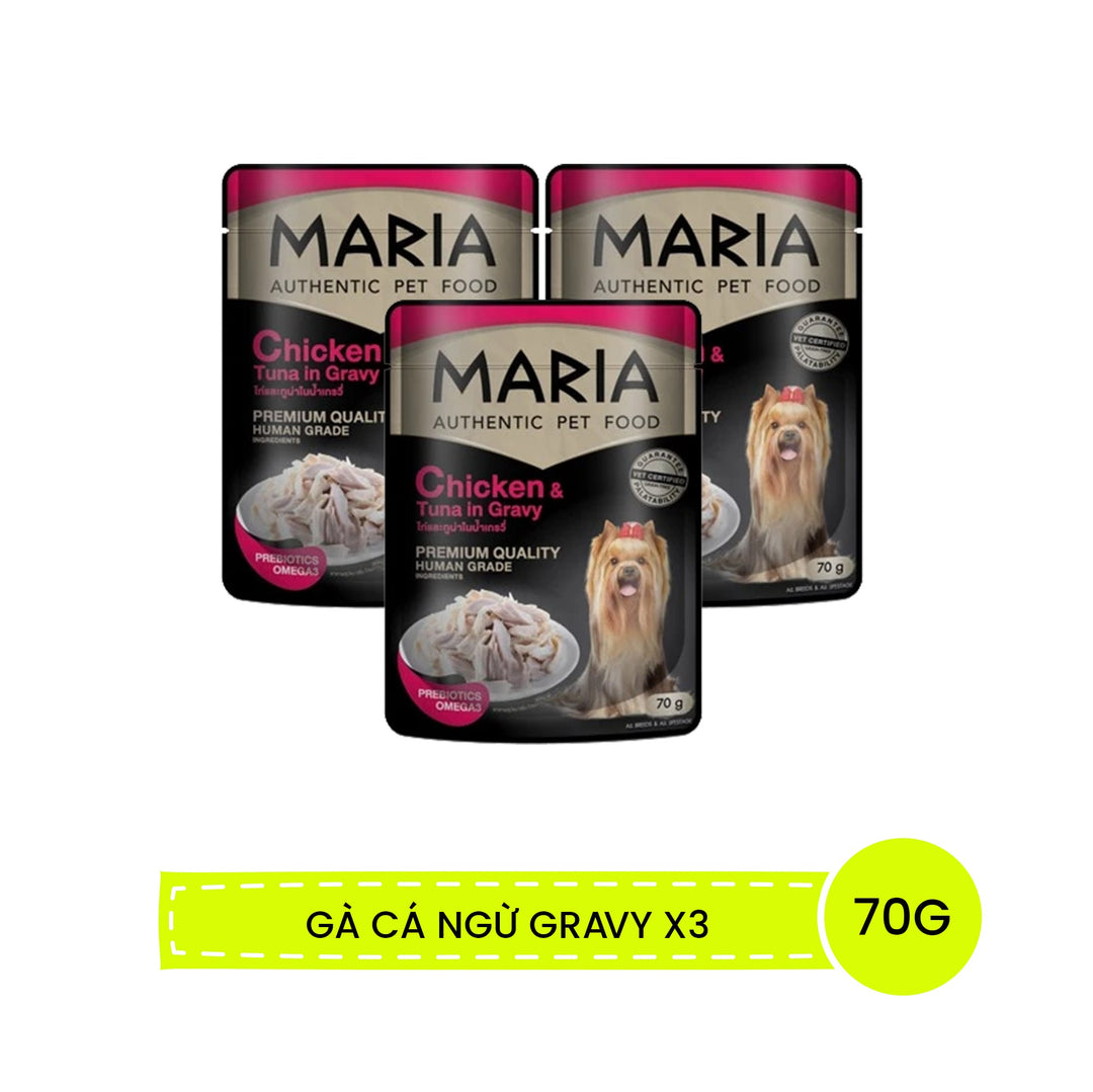 Pate Maria Chó Con, Chó Trưởng Thành Gói 70G, Ăn Ngon Hơn, Bổ Sung Năng Lượng