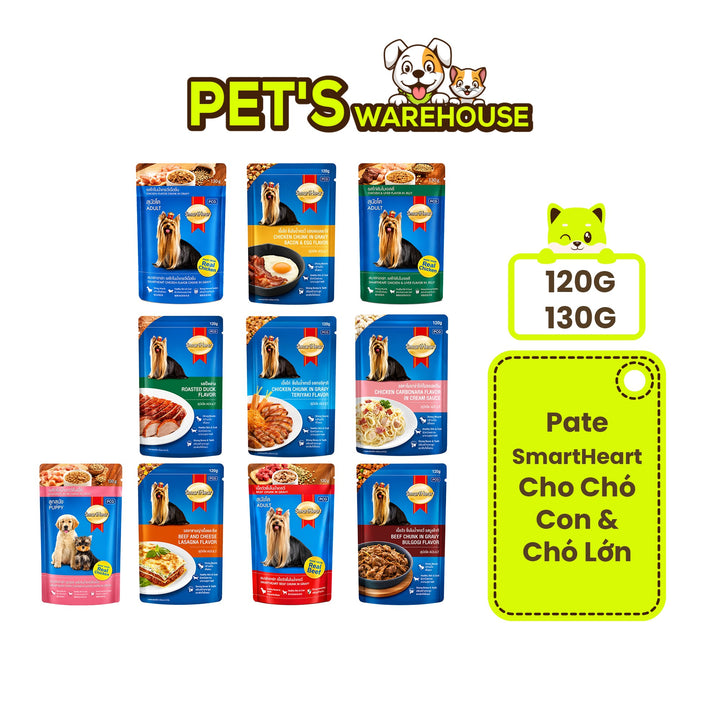 Pate SmartHeart Cho Chó Con & Chó Lớn Gói 120g, 130G