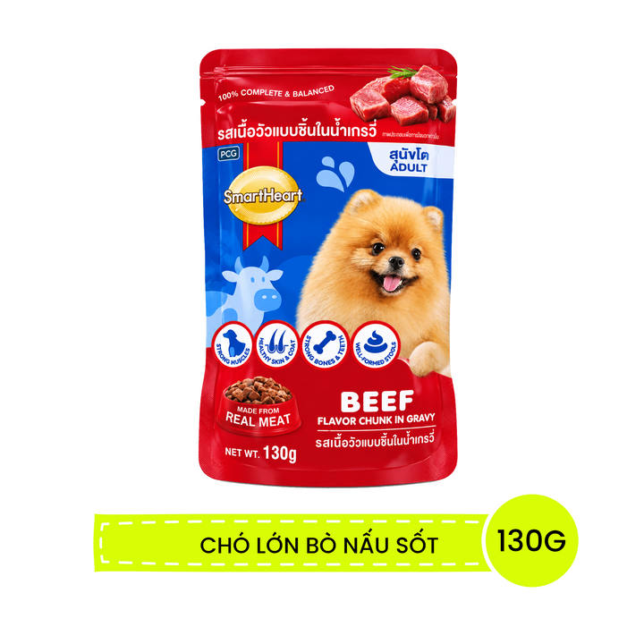 Pate SmartHeart Cho Chó Con & Chó Lớn Gói 120g, 130G