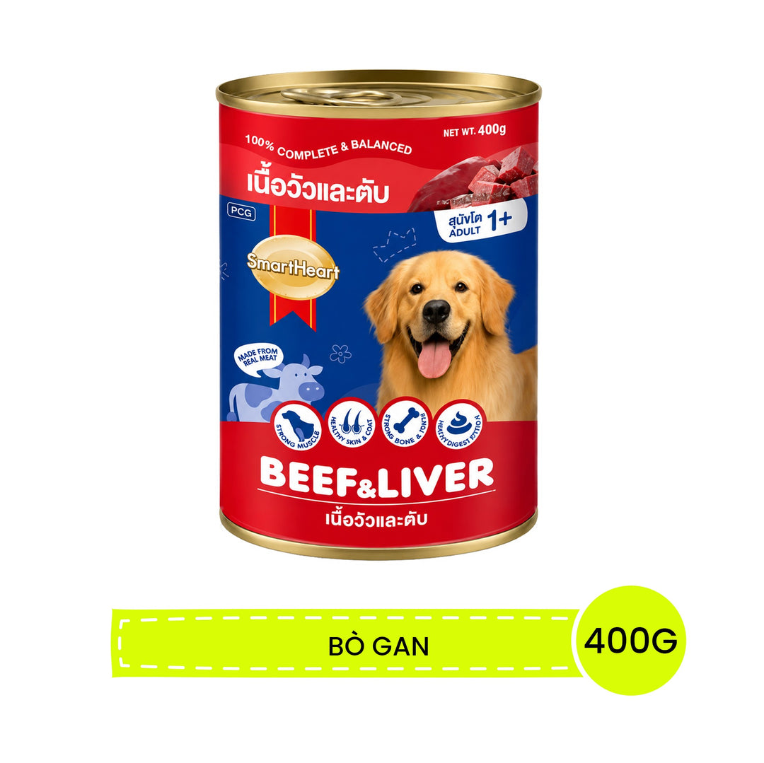 Pate SmartHeart Cho Chó Lon 400G - Thức Ăn Ướt Thơm Ngon, Giàu Dinh Dưỡng