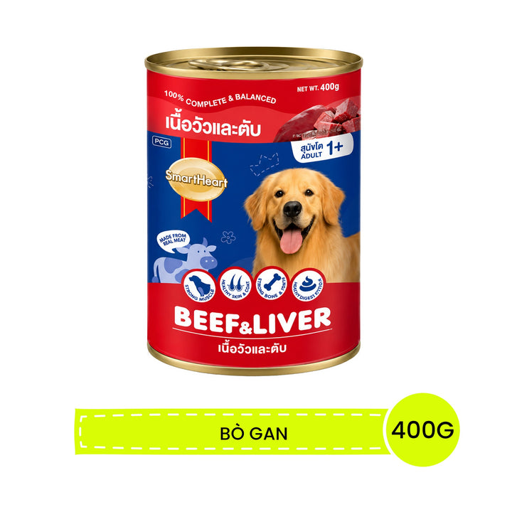 Pate SmartHeart Cho Chó Lon 400G - Thức Ăn Ướt Thơm Ngon, Giàu Dinh Dưỡng
