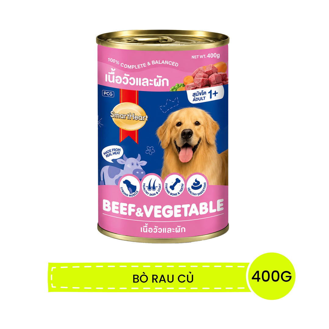 Pate SmartHeart Cho Chó Lon 400G - Thức Ăn Ướt Thơm Ngon, Giàu Dinh Dưỡng