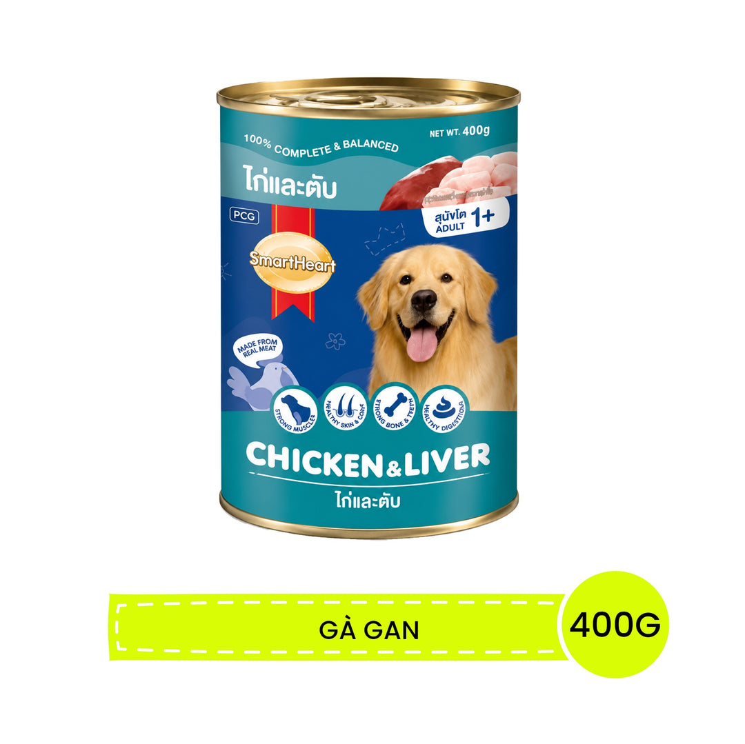 Pate SmartHeart Cho Chó Lon 400G - Thức Ăn Ướt Thơm Ngon, Giàu Dinh Dưỡng