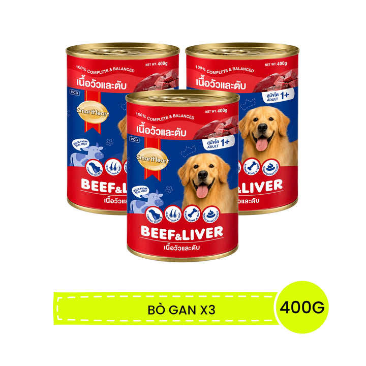 Pate SmartHeart Cho Chó Lon 400G - Thức Ăn Ướt Thơm Ngon, Giàu Dinh Dưỡng