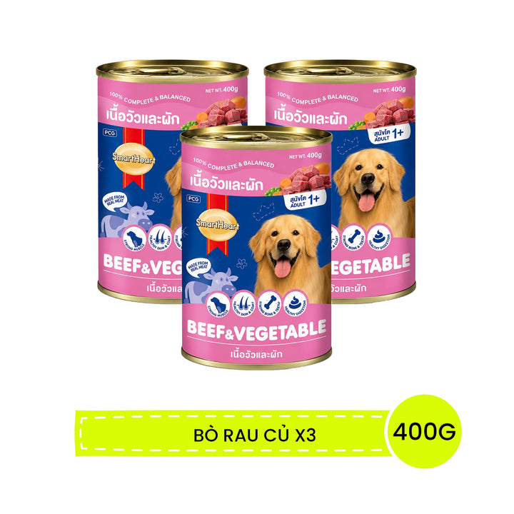 Pate SmartHeart Cho Chó Lon 400G - Thức Ăn Ướt Thơm Ngon, Giàu Dinh Dưỡng