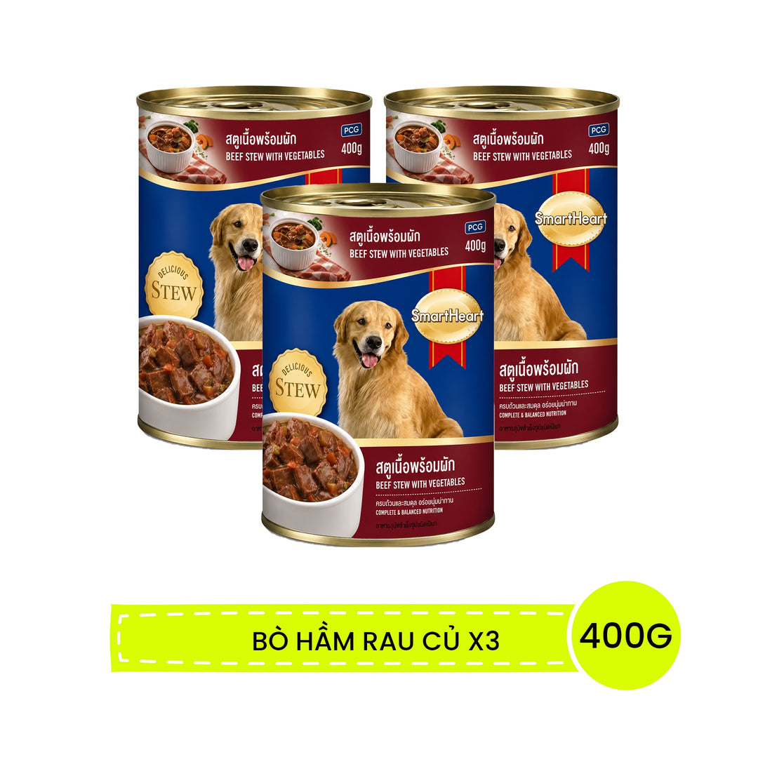 Pate SmartHeart Cho Chó Lon 400G - Thức Ăn Ướt Thơm Ngon, Giàu Dinh Dưỡng