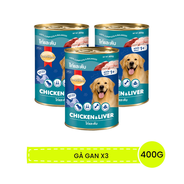 Pate SmartHeart Cho Chó Lon 400G - Thức Ăn Ướt Thơm Ngon, Giàu Dinh Dưỡng