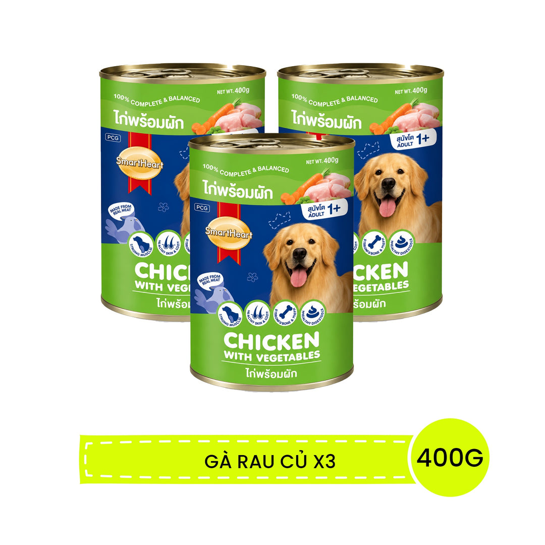 Pate SmartHeart Cho Chó Lon 400G - Thức Ăn Ướt Thơm Ngon, Giàu Dinh Dưỡng