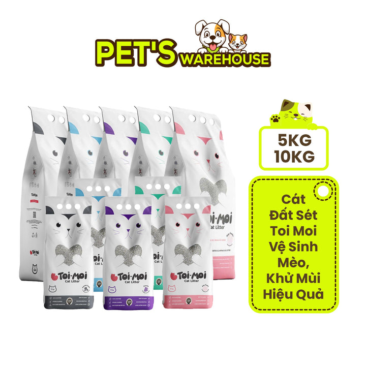 Cát Đất Sét Toi Moi Vệ Sinh Mèo 5KG – 10KG