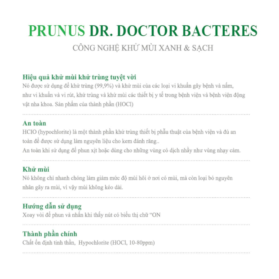 Xịt Khử Mùi Diệt Khuẩn Prunus Dr.Bacteres  700ML
