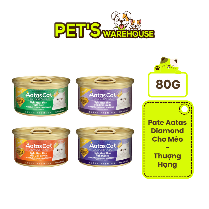 Pate Aatas Diamond Cao Cấp Mèo Mọi Lứa Tuổi Lon 80G