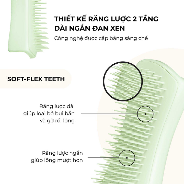 Lược gỡ rối Tangle Teezer Puppy Brush- Green, Chải lông nhẹ nhàng, êm ái