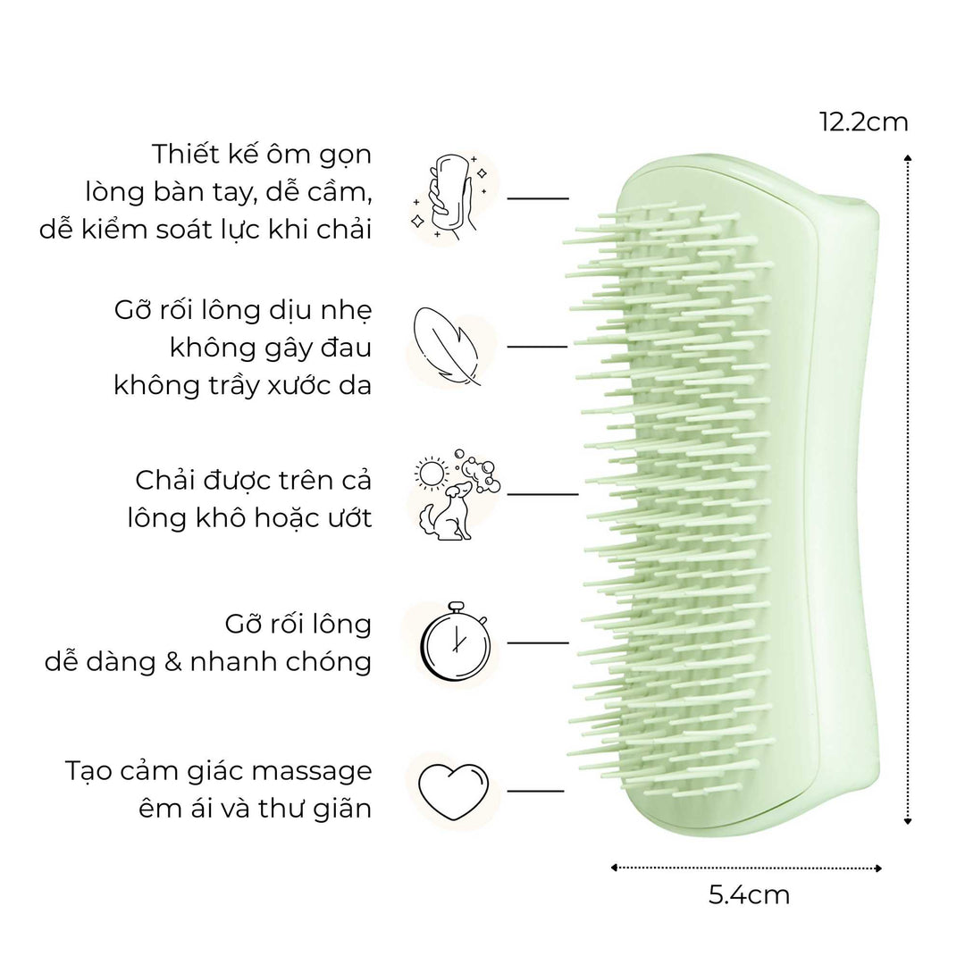 Lược gỡ rối Tangle Teezer Puppy Brush- Green, Chải lông nhẹ nhàng, êm ái