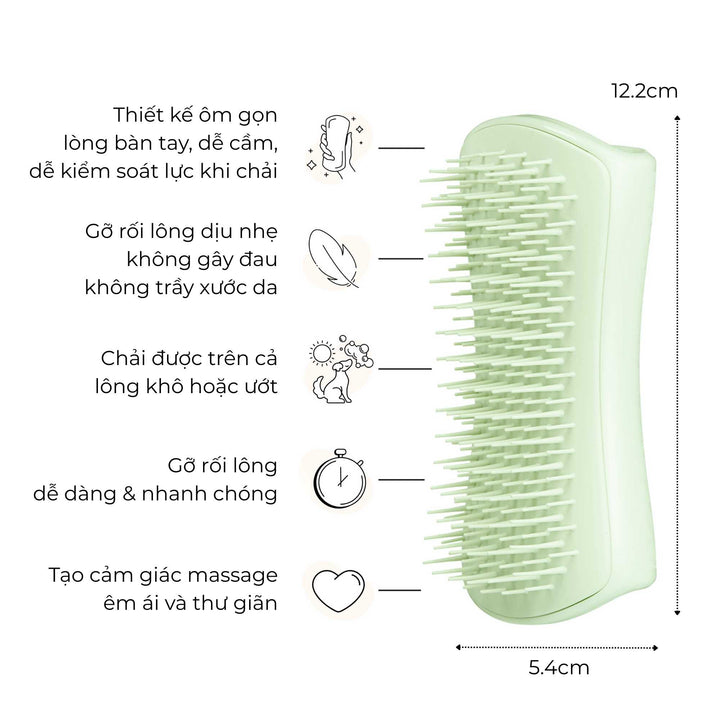 Lược gỡ rối Tangle Teezer Puppy Brush- Green, Chải lông nhẹ nhàng, êm ái
