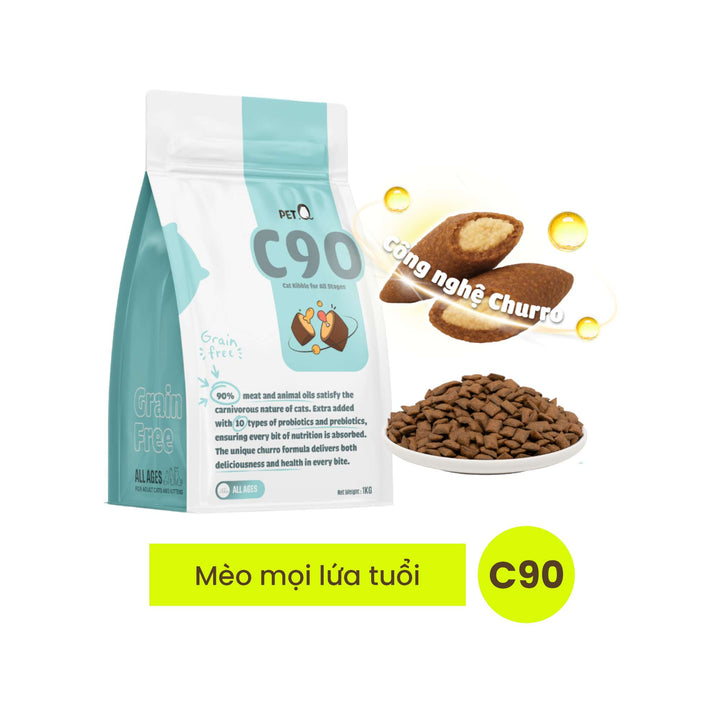 [1KG] Hạt Nhân Thịt Cho Mèo PetQ Churro Mèo Mọi Lứa Tuổi