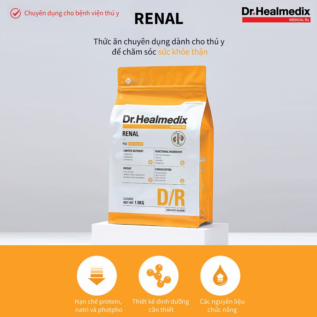 Hạt Cho Chó DR. HEALMEDIX RENAL (D/R) - HỖ TRỢ THẬN , Túi 1.5Kg