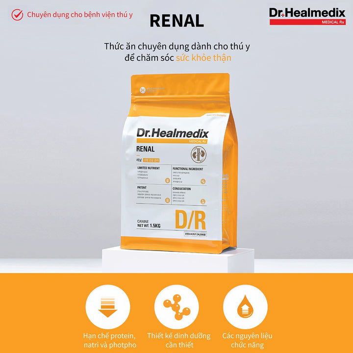Hạt Cho Chó DR. HEALMEDIX RENAL (D/R) - HỖ TRỢ THẬN , Túi 1.5Kg