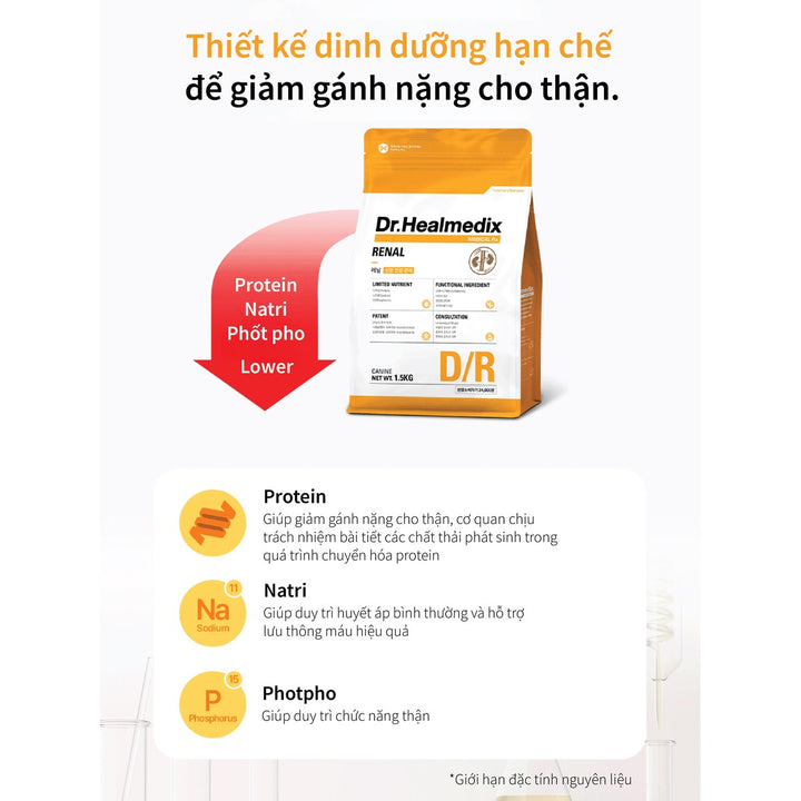 Hạt Cho Chó DR. HEALMEDIX RENAL (D/R) - HỖ TRỢ THẬN , Túi 1.5Kg