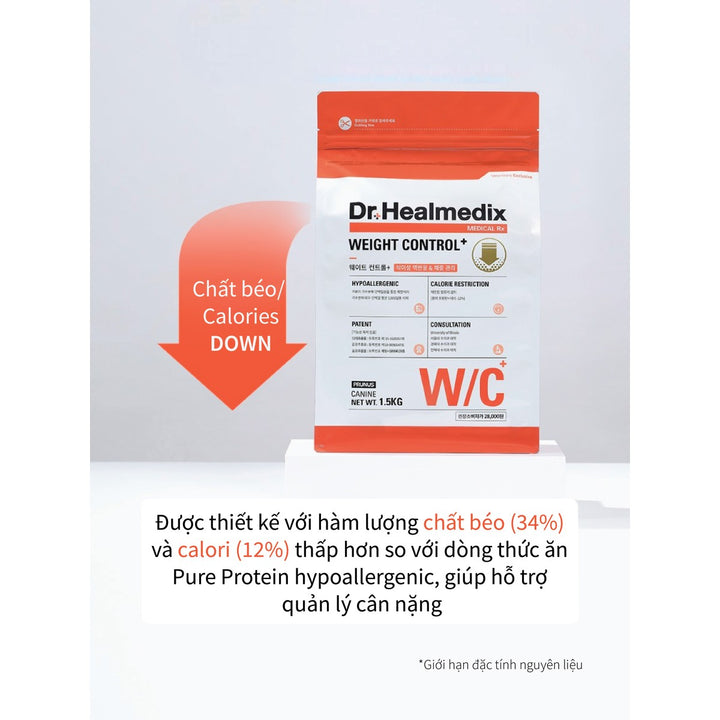 Hạt Cho Chó DR.HEALMEDIX WEIGHT CONTROL (W/C) - KIỂM SOÁT CÂN NẶNG , Túi 1.5Kg