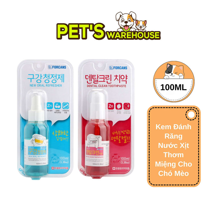 Kem Đánh Răng, Nước Xịt Thơm Miệng Forcans Cho Chó Mèo, 100ML