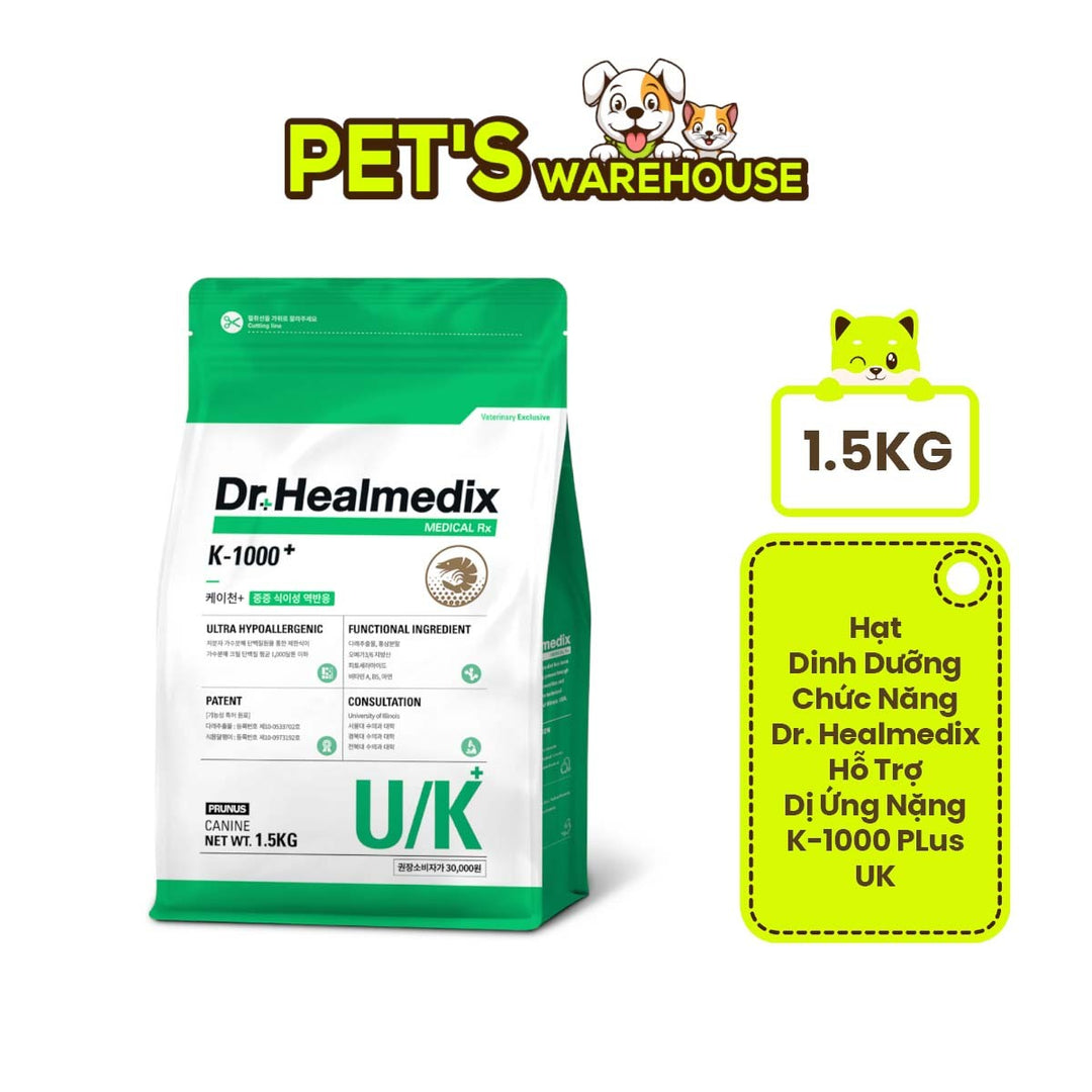 Hạt Cho Chó DR.HEALMEDIX K-1000+ (U/K) - CHỐNG VIÊM DA DỊ ỨNG , Túi 1.5Kg