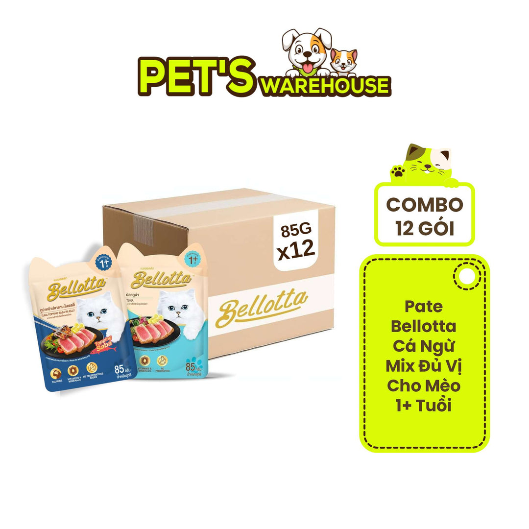 [Combo 12 Gói] Pate Mèo Bellotta Cá Ngừ Mix Vị, Mèo Trưởng Thành, Gói 85g
