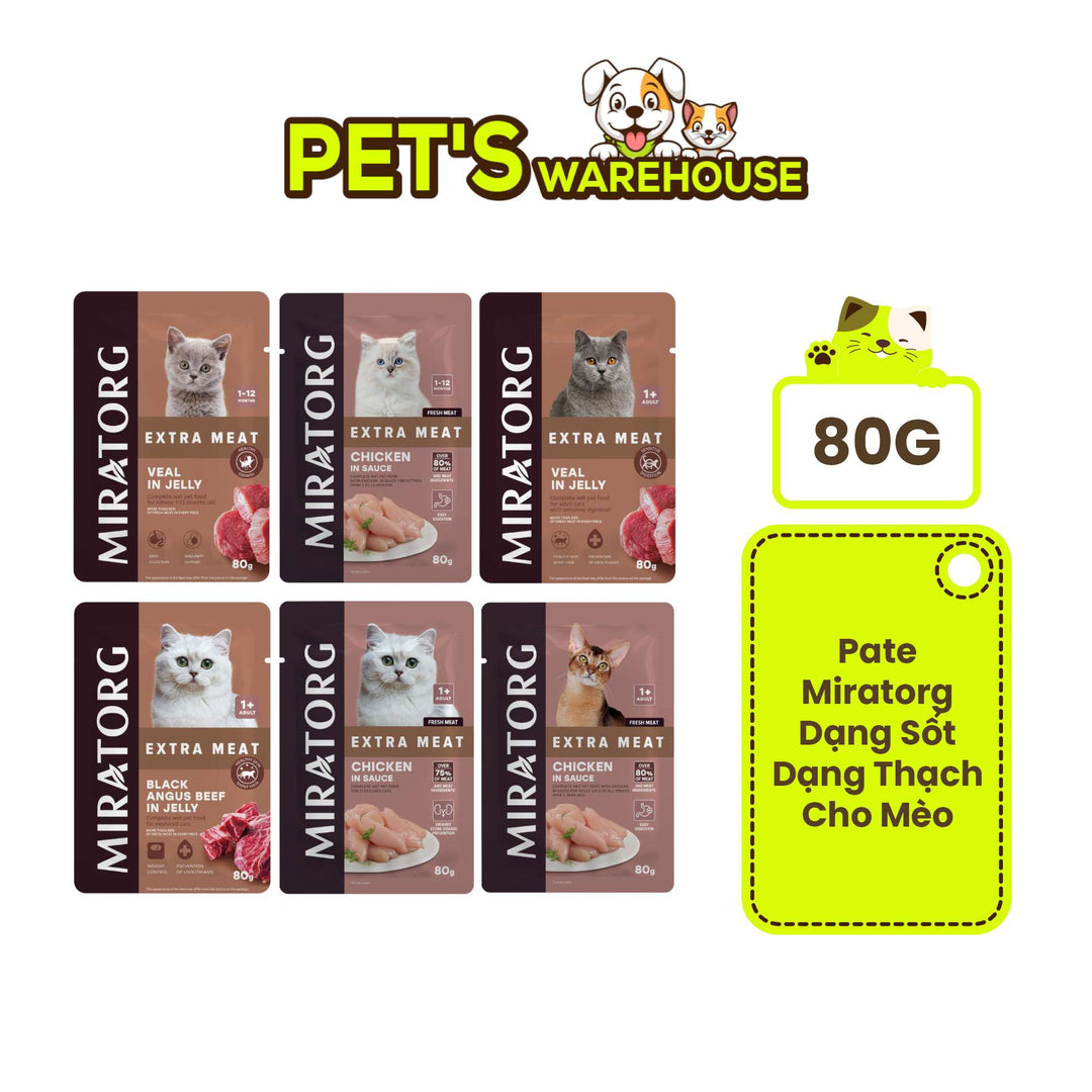 Pate Miratorg Cho Mèo Con, Mèo Trưởng Thành, Mèo Triệt Sản, Gói 80g