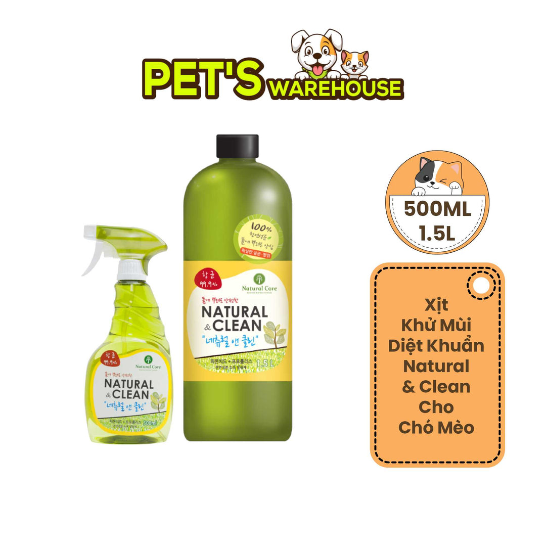 [500ml - 1500ml] Xịt Khử Mùi Diệt Khuẩn Natural & Clean Cho Chó Mèo, Chiết Xuất Hữu Cơ An Toàn