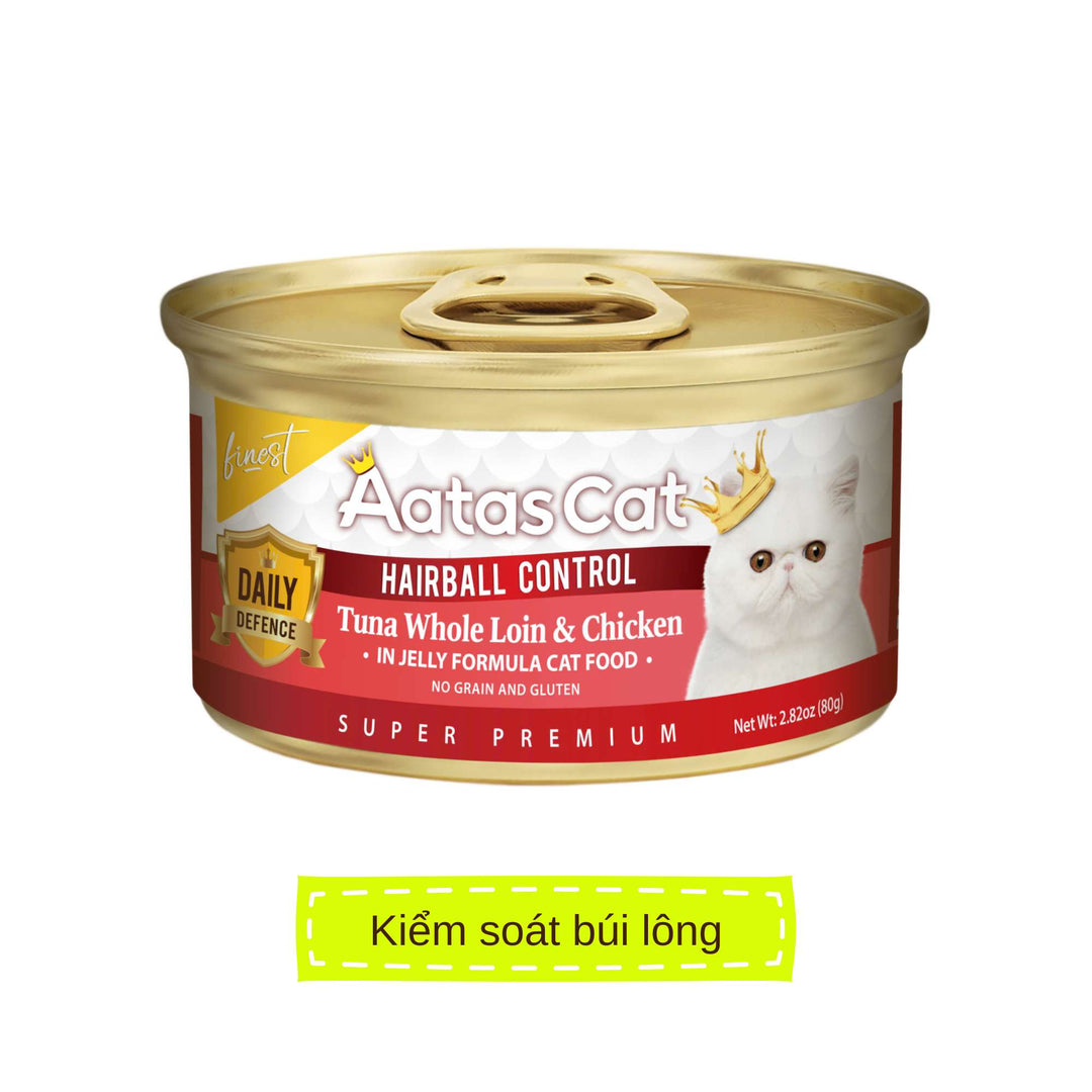 Pate Aatas Daily Defence, hỗ trợ chức năng cho mèo, lon 80g